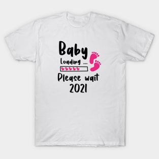 Baby Coming 2021 Baby Footprint Loading T-Shirt